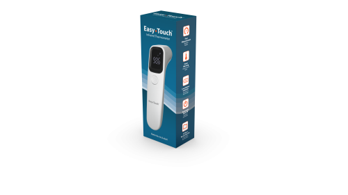 The EasyTouch® Infrared Thermometer offers an attractive and reliable way to take body temperature measurements from the forehead. The non-contact, compact, one-button design makes operation safe, convenient, and simple.