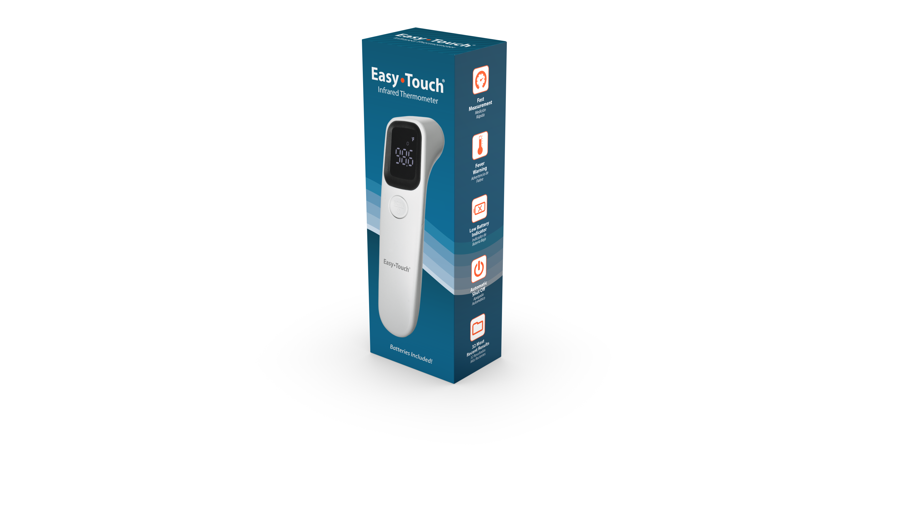 The EasyTouch® Infrared Thermometer offers an attractive and reliable way to take body temperature measurements from the forehead. The non-contact, compact, one-button design makes operation safe, convenient, and simple.