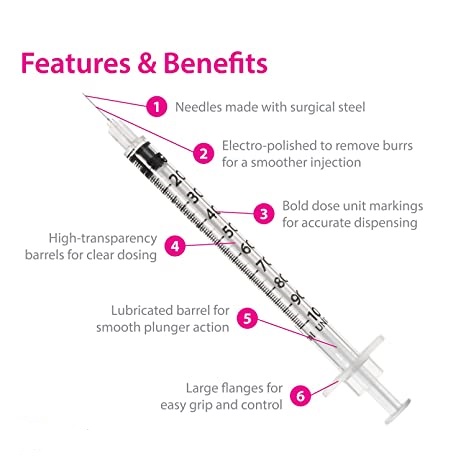EasyTouch Insulin Syringes needles are made with surgical steel, film-coated, tri-bevel cut, and electro-polished to remove burrs. Creating one of the sharpest needles on the market per STR Labs.